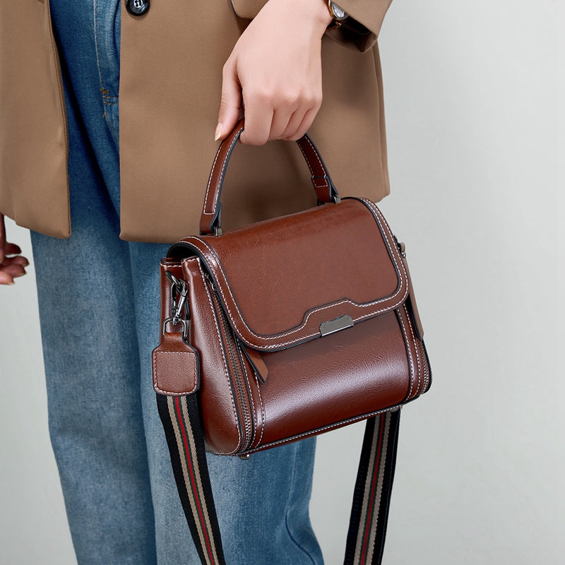 Genuine leather shoulder bag women's bag messenger bag versatile simple handbag