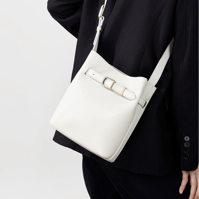 Vintage genuine leather shoulder bucket bag high-end versatile first-layer cowhide messenger bag