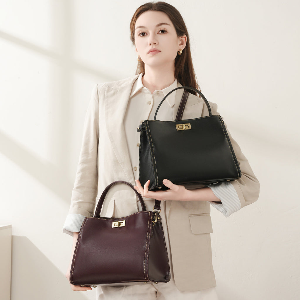 Vegetable tanned cowhide fashionable versatile handbag simple light luxury shoulder messenger bag