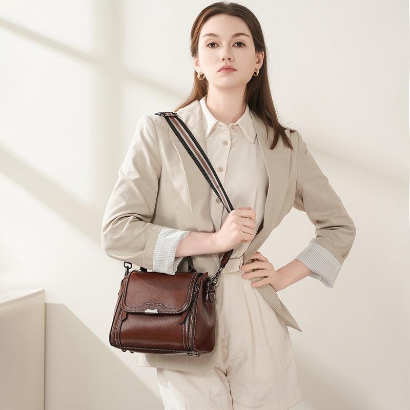 Genuine leather shoulder bag women's bag messenger bag versatile simple handbag