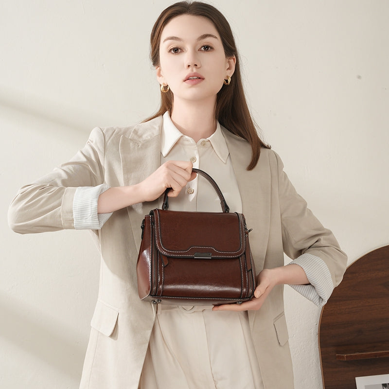 Genuine leather shoulder bag women's bag messenger bag versatile simple handbag