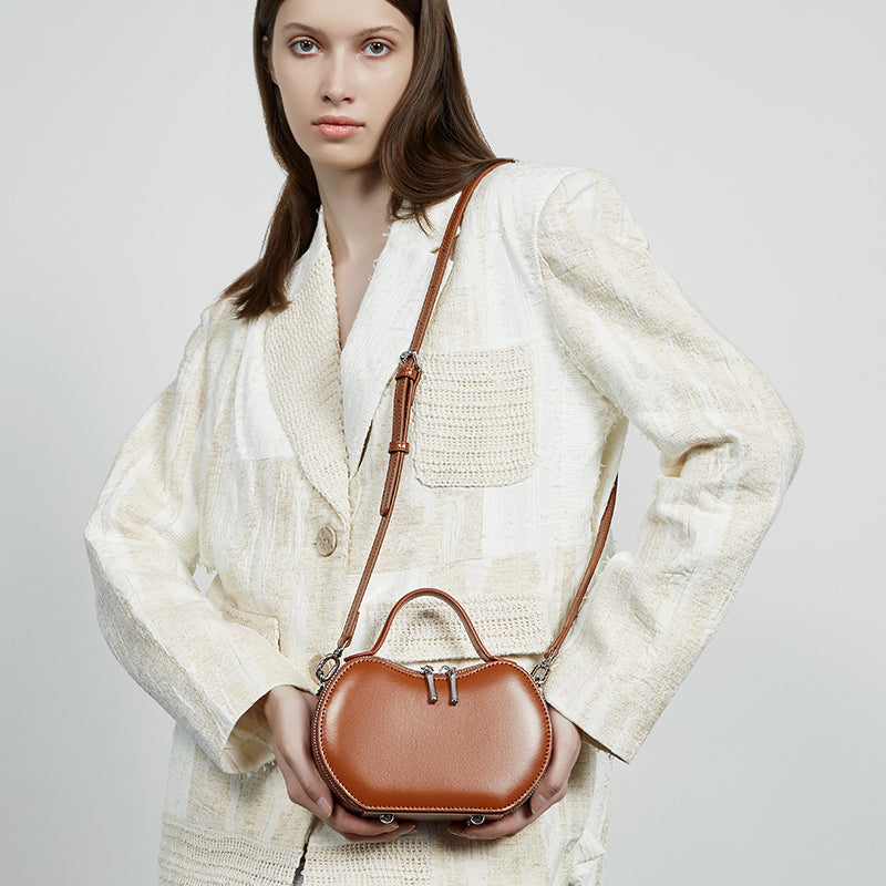 Genuine leather niche design handbag Apple bag women's versatile underarm bag simple shoulder bag