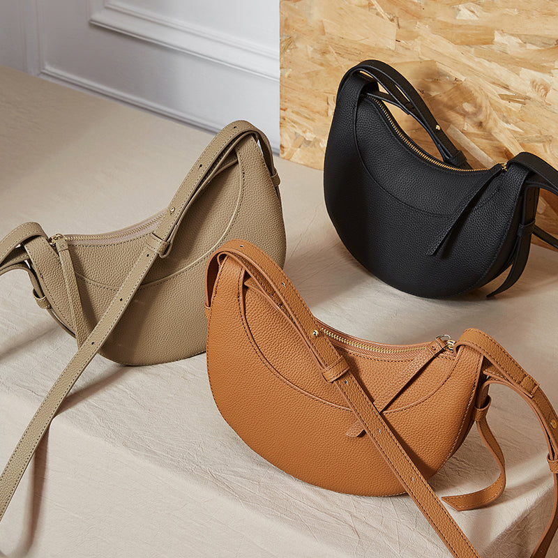 Genuine leather messenger bag niche design high-quality texture one-shoulder crescent bag underarm saddle bag