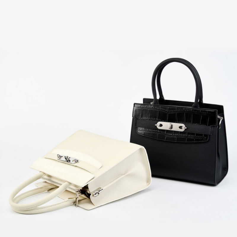 Genuine leather fashion handbag, shoulder crossbody bag, stylish light luxury Kelly bag for women