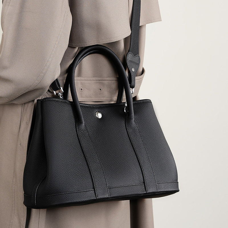 Genuine leather one-shoulder crossbody tote bag versatile handbag shopping bag bucket bag