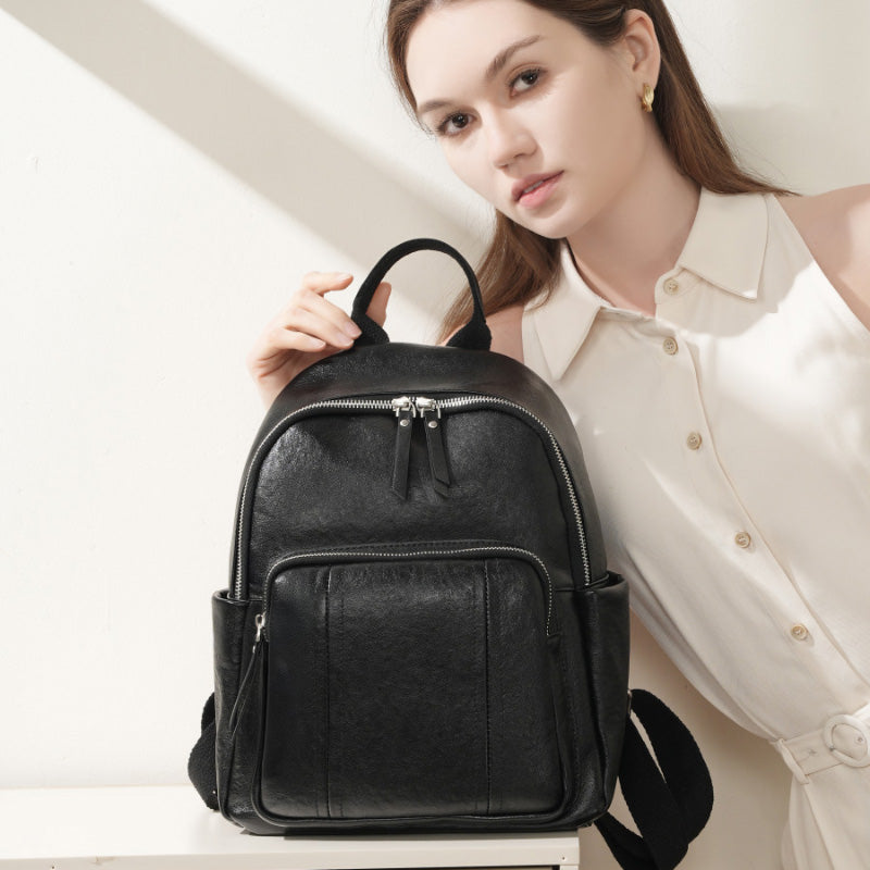Top layer vegetable tanned cowhide backpack