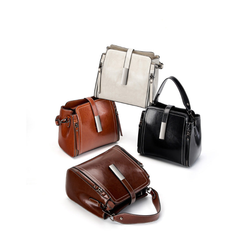 Genuine leather shoulder bag messenger bag ladies versatile large capacity fashion handbag simple women's bag