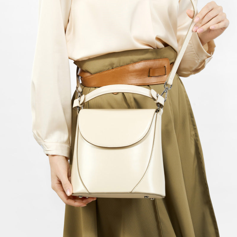 Genuine leather shoulder underarm bag simple and versatile high-grade cowhide crossbody baguette bag