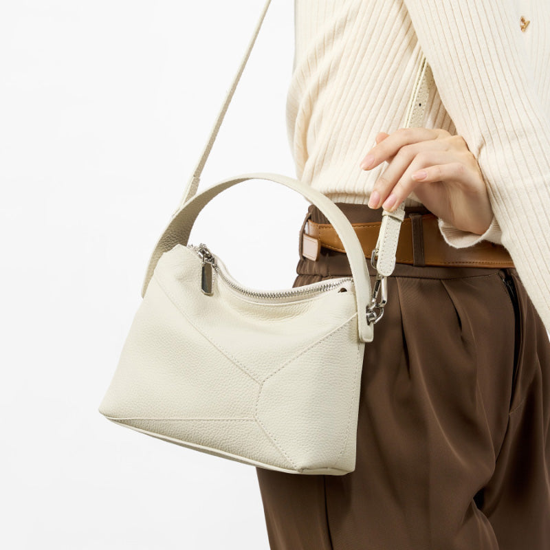 Top layer cowhide high-end geometric handbag mini genuine leather pillow bag shoulder crossbody women's bag