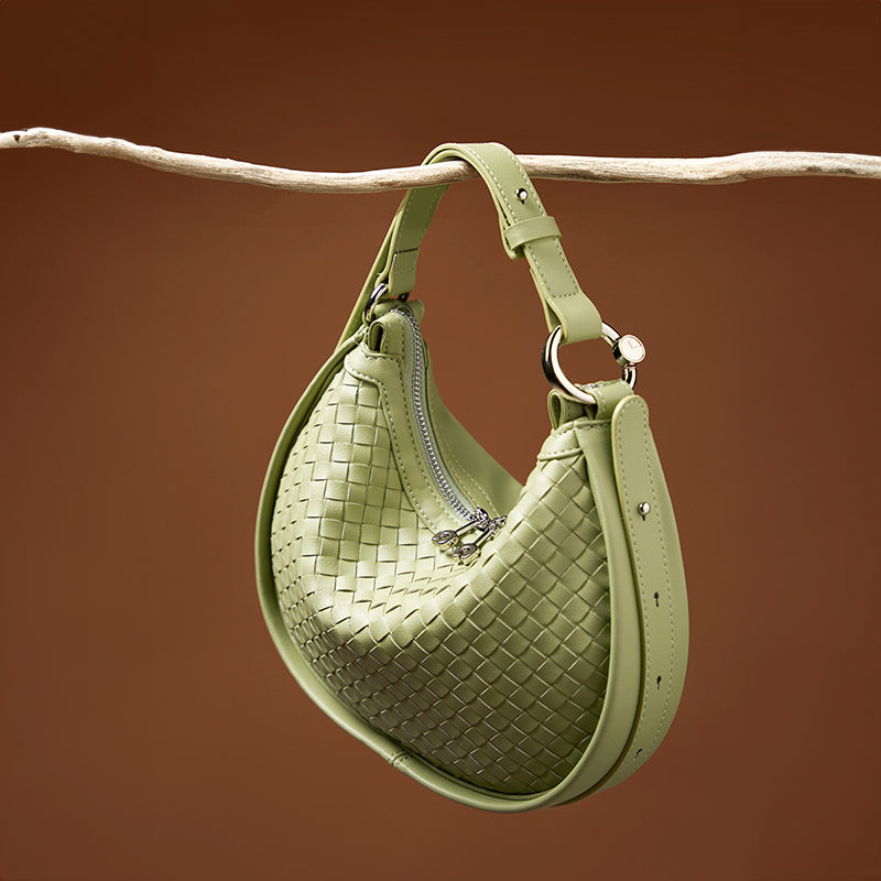 Niche cowhide woven handbag genuine leather fashion underarm bag shoulder crossbody bag