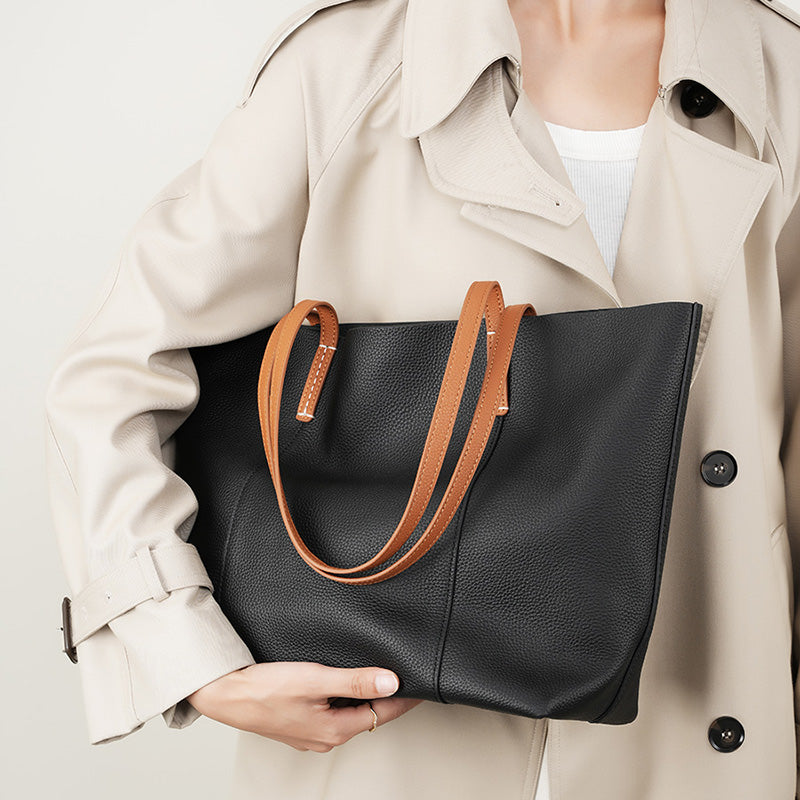 First layer cowhide handmade tote bag women's commuter bag large capacity portable shoulder bag
