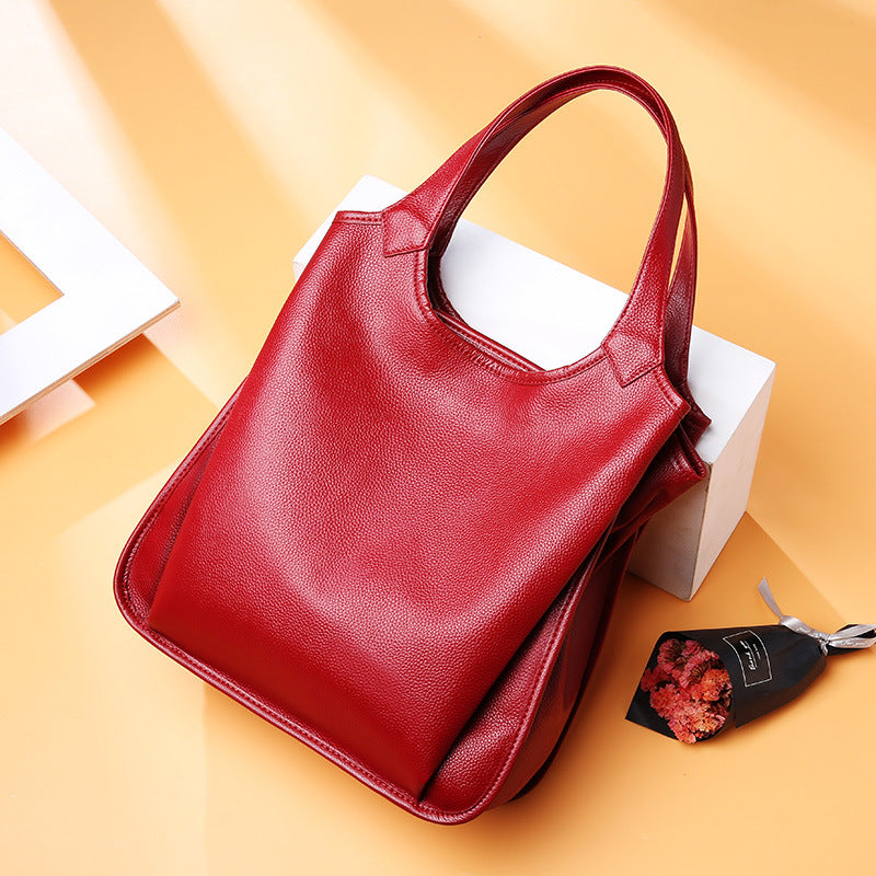 First layer cowhide handbag fashionable genuine leather tote bag shoulder crossbody bag