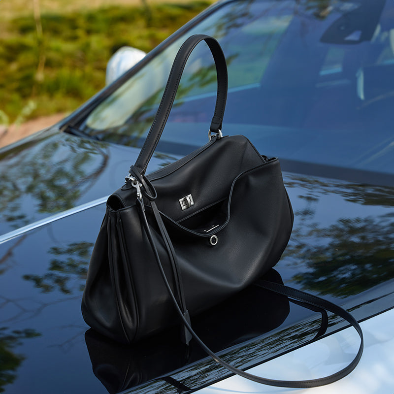 Rodeo Kelly Tote Bag Large Capacity Calfskin Single Shoulder Handle Lock Commuter Underarm Bag