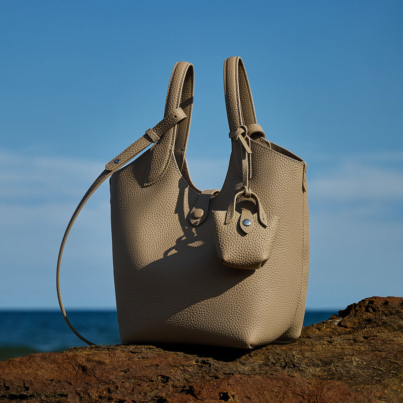 Light luxury niche design bucket bag genuine leather high-end versatile shoulder crossbody bag