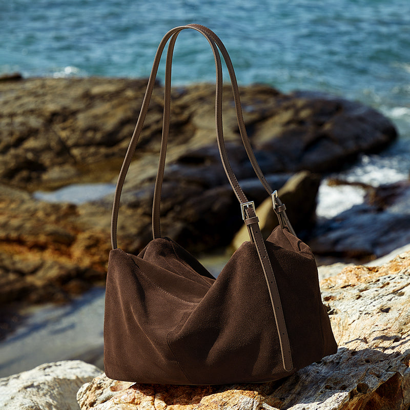 Matte leather tote bag genuine leather shoulder loose pillow bag