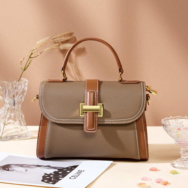 Top-grain cowhide high-quality texture fashion handbag light luxury shoulder messenger bag