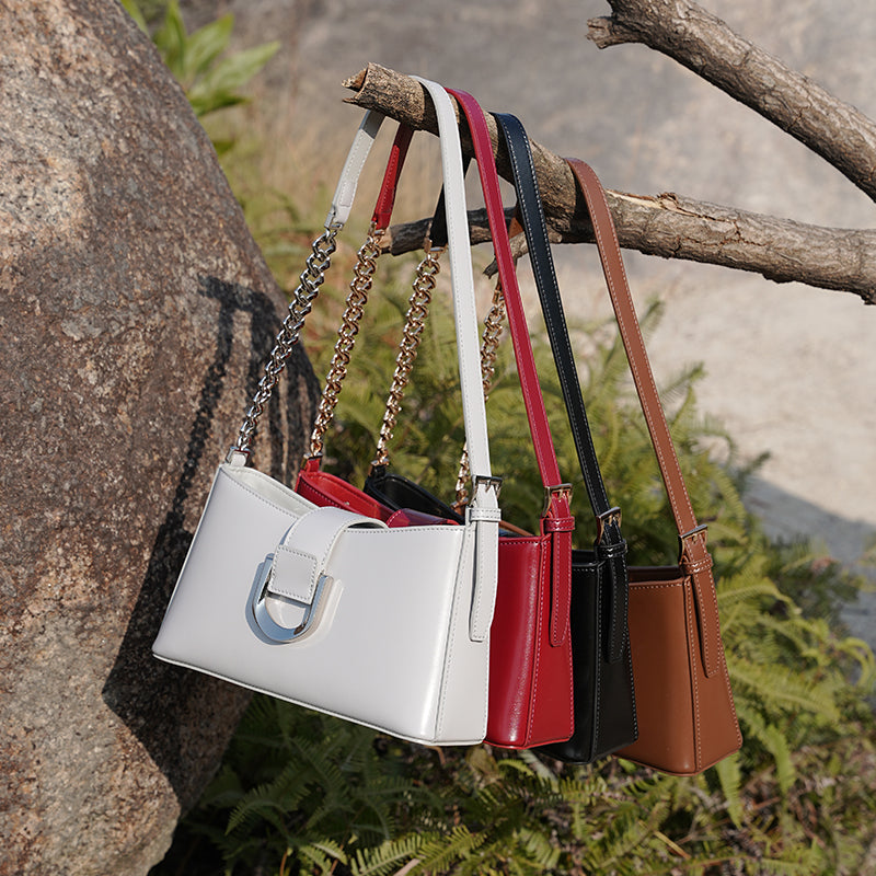 Genuine leather fashion underarm bag high-end versatile shoulder bag practical crossbody baguette women's bag