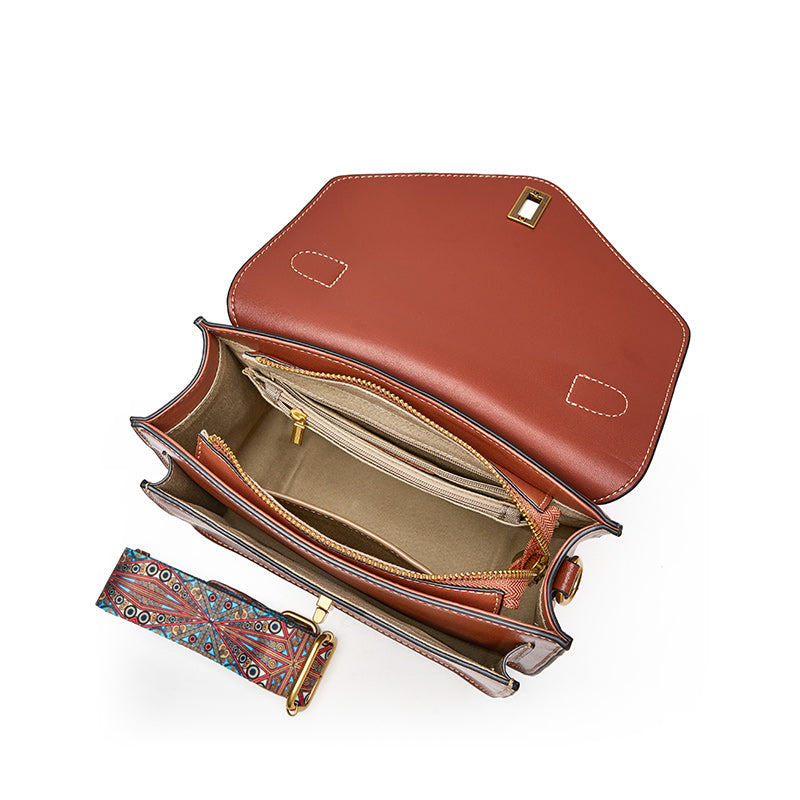 Genuine vegetable tanned cowhide handbag fashionable shoulder crossbody messenger bag