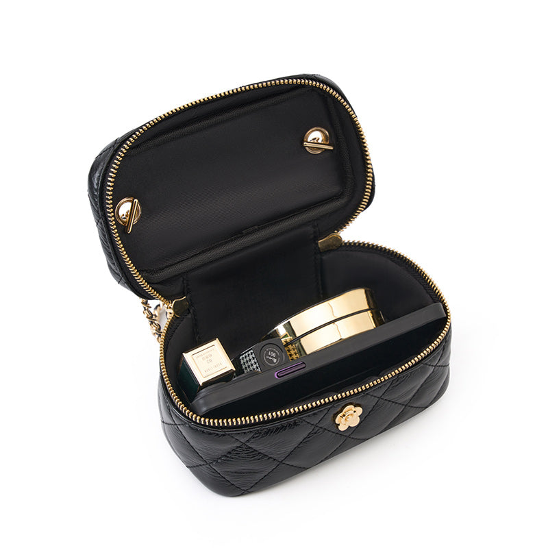 Genuine leather diamond chain handbag fashionable and popular textured shoulder crossbody bag