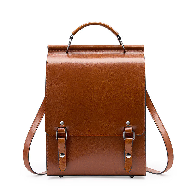 British college style backpack retro leather backpack
