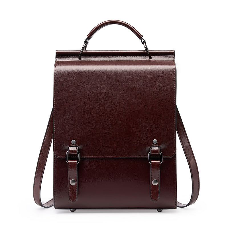 British college style backpack retro leather backpack