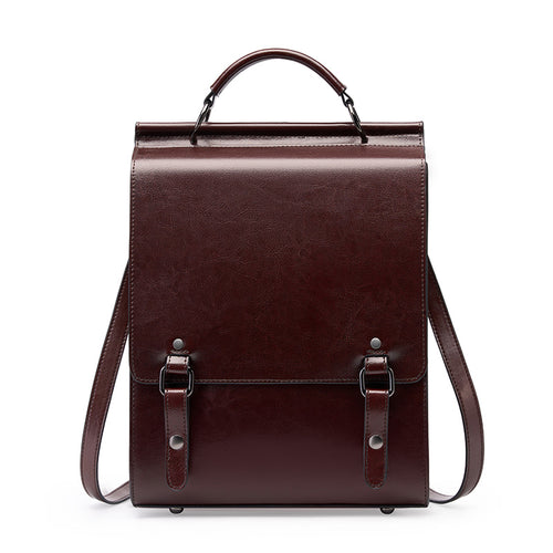 British college style backpack retro leather backpack