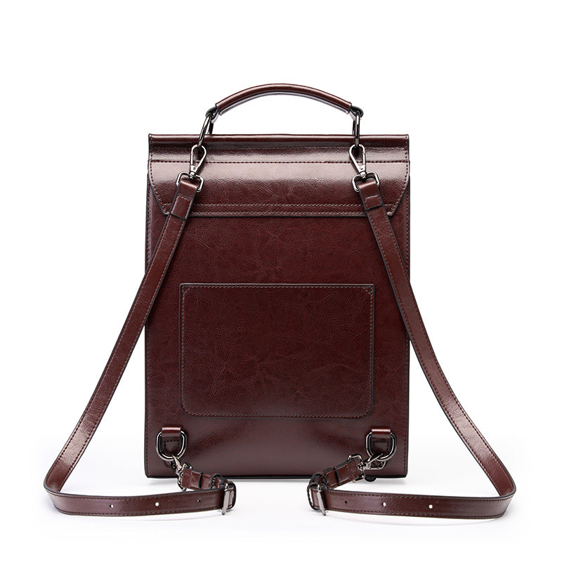 British college style backpack retro leather backpack