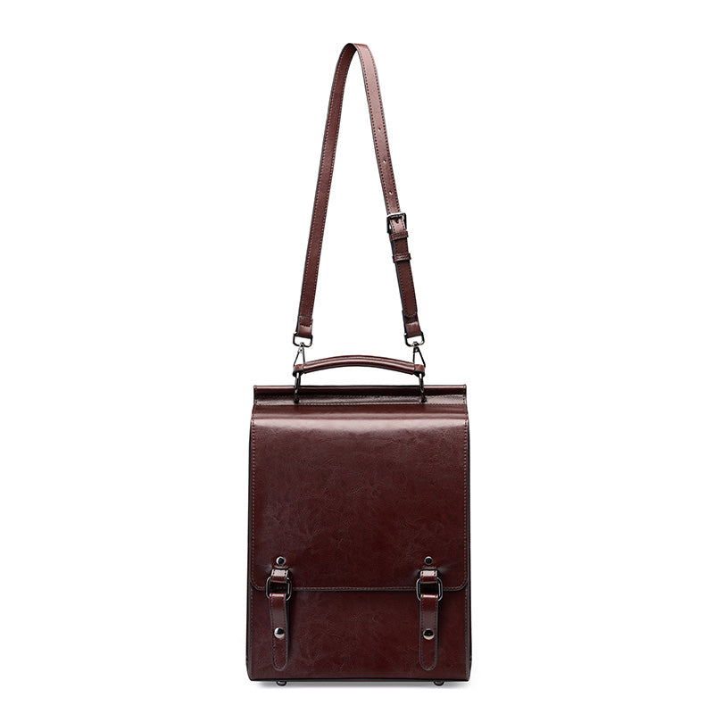 British college style backpack retro leather backpack