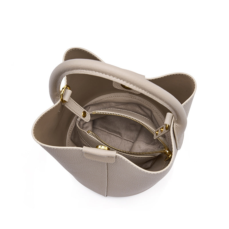 Top layer cowhide bucket bag genuine leather light luxury crossbody bag versatile shoulder handbag