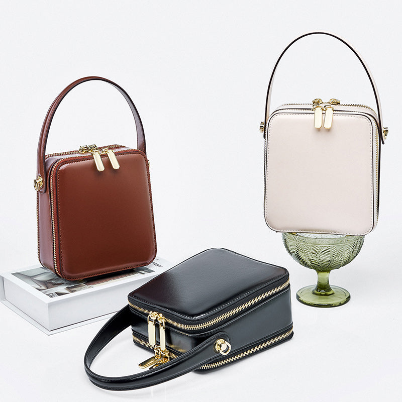 Genuine leather women's fashion box bag light luxury crossbody bag handbag shoulder bag
