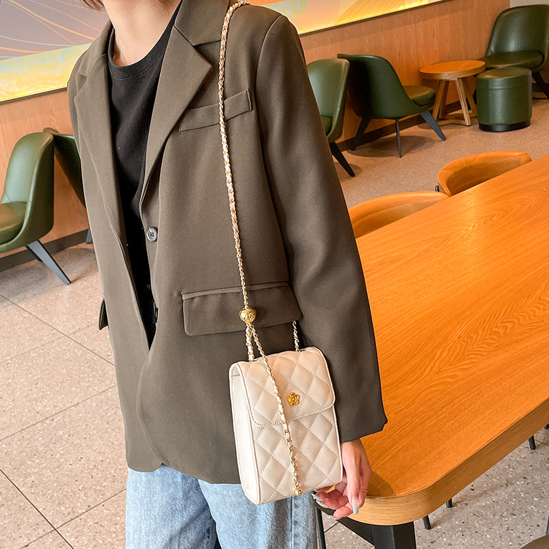 Cowhide versatile chain mini shoulder crossbody mobile phone bag