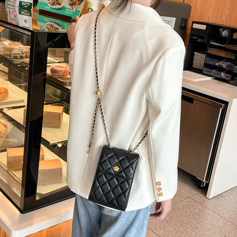Cowhide versatile chain mini shoulder crossbody mobile phone bag