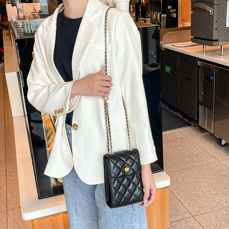 Cowhide versatile chain mini shoulder crossbody mobile phone bag