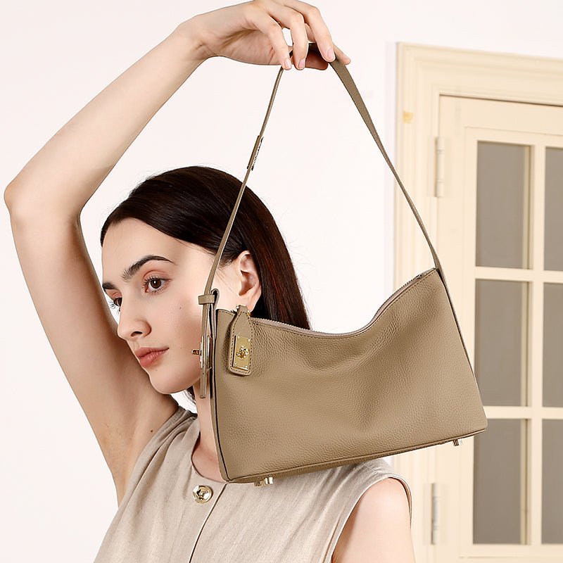 Top layer cowhide genuine leather underarm bag versatile commuter shoulder bag high-end texture handbag