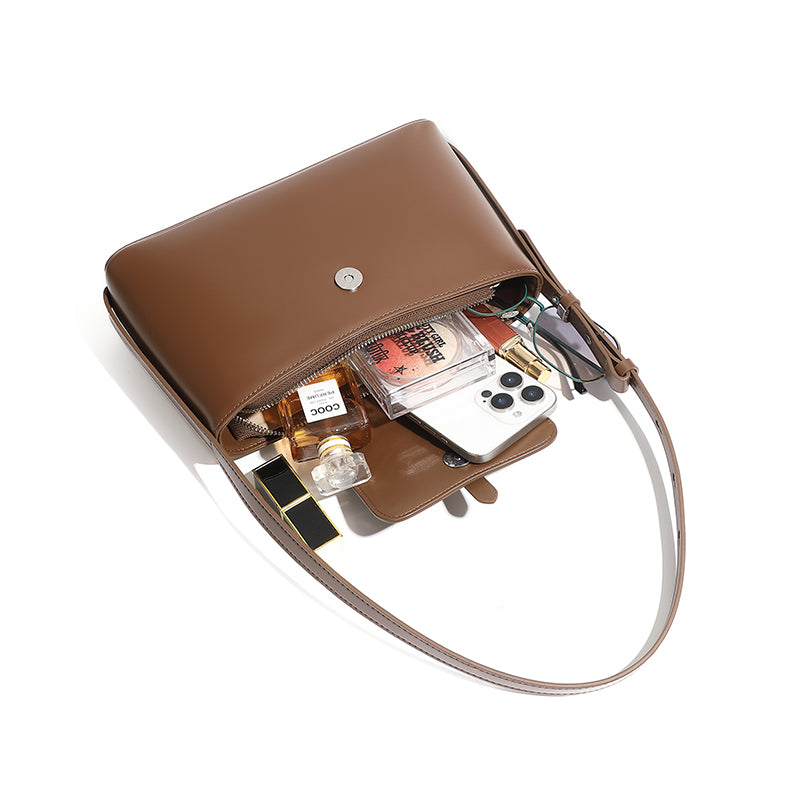 Genuine leather niche design underarm bag commuter fashion simple temperament versatile handbag shoulder bag