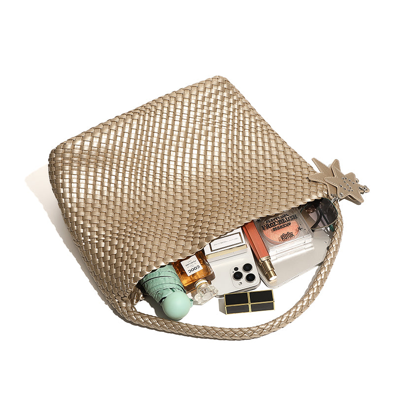Niche hand-woven tote bag casual lazy style one-shoulder underarm bag bucket trendy women's bag