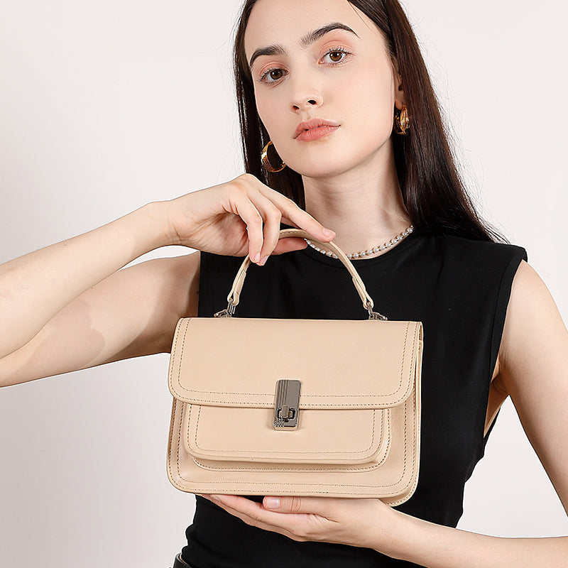 Top layer cowhide large capacity shoulder bag handbag motorcycle women's bag commuter all-match high-end crossbody bag