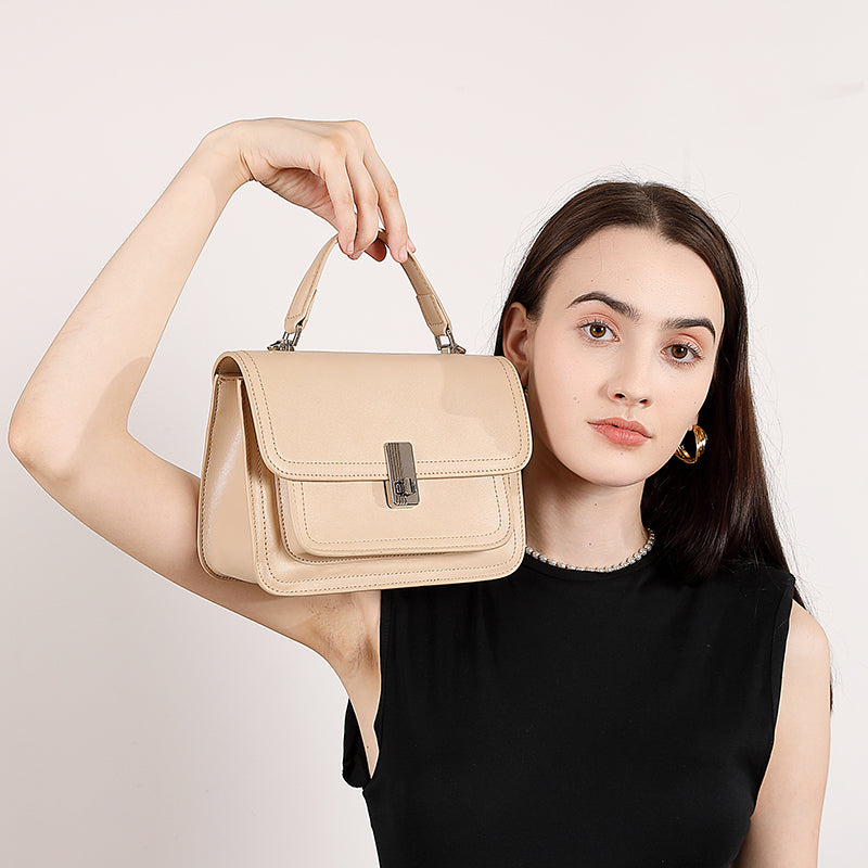 Top layer cowhide large capacity shoulder bag handbag motorcycle women's bag commuter all-match high-end crossbody bag