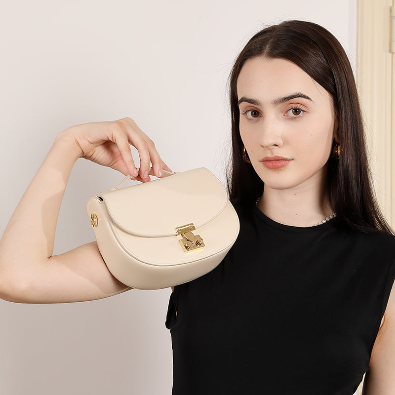 Genuine leather high-end handbag saddle bag crescent bag fashionable handbag crossbody bag versatile shoulder bag