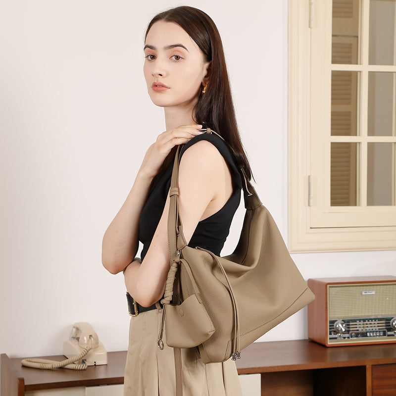 Small tote bag simple style genuine leather shoulder bag commuter high-end fashion underarm bag