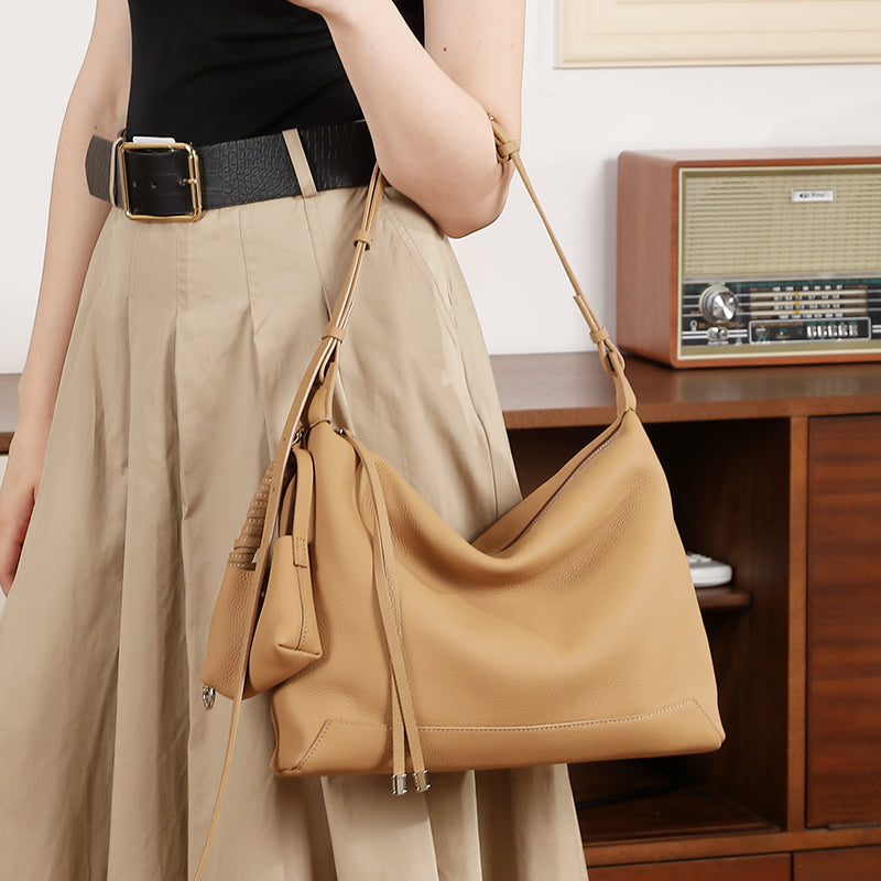 Small tote bag simple style genuine leather shoulder bag commuter high-end fashion underarm bag