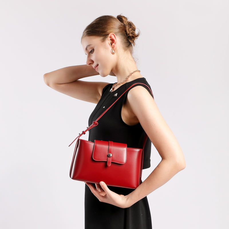 Genuine leather niche design underarm bag commuter fashion simple temperament versatile handbag shoulder bag