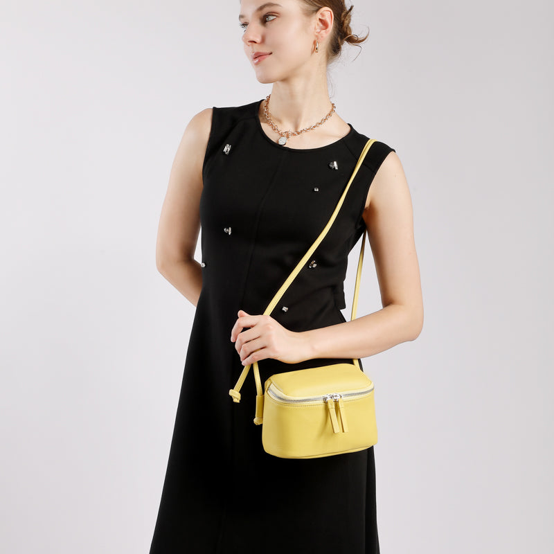 Genuine leather crossbody box bag simple soft cowhide shoulder mobile phone small square bag