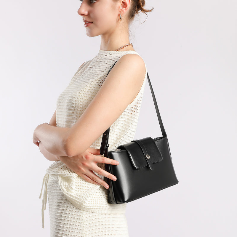 Genuine leather niche design underarm bag commuter fashion simple temperament versatile handbag shoulder bag