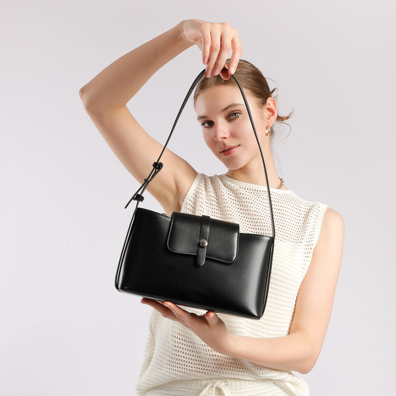 Genuine leather niche design underarm bag commuter fashion simple temperament versatile handbag shoulder bag