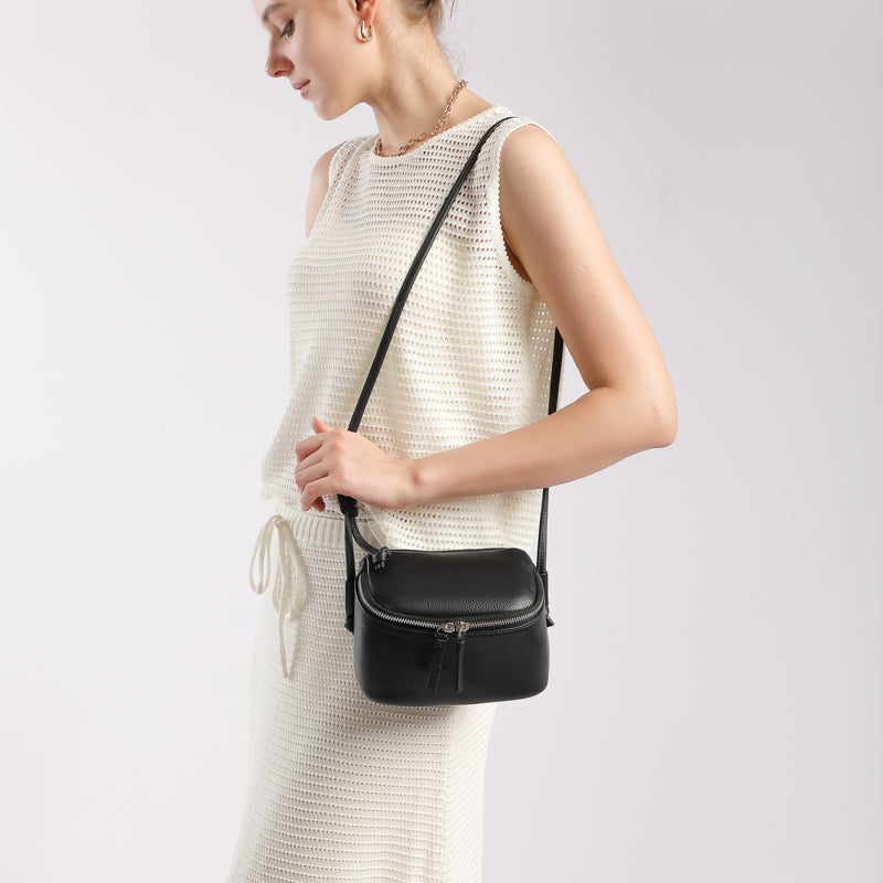 Genuine leather crossbody box bag simple soft cowhide shoulder mobile phone small square bag