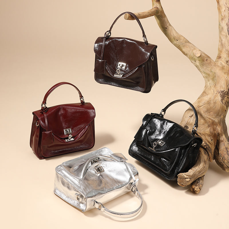 Top layer cowhide genuine leather messenger bag versatile large capacity handbag envelope bag Cambridge bag shoulder crossbody bag