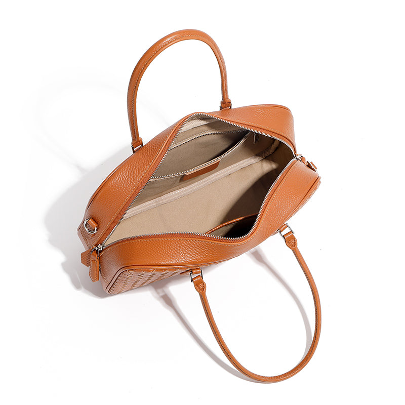 Genuine leather handbag handmade first layer of cowhide woven versatile shoulder crossbody commuter bag