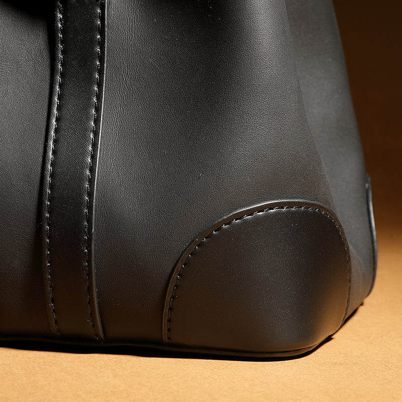 Genuine leather bucket bag versatile crossbody bag light luxury niche high-end capsule bag