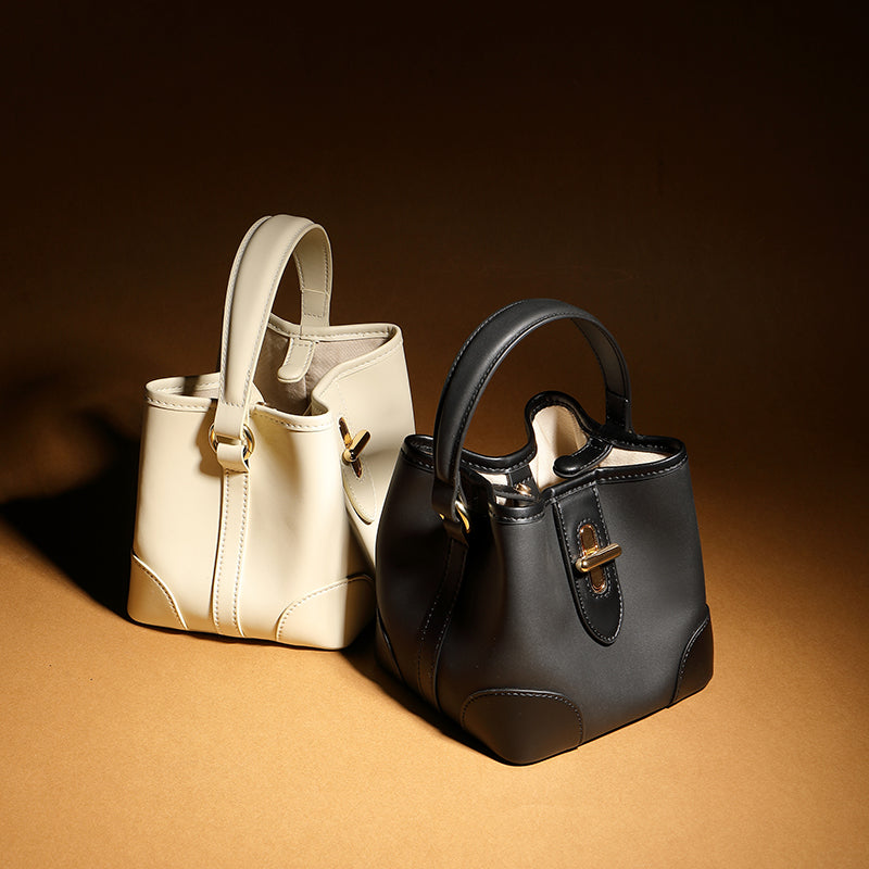 Genuine leather bucket bag versatile crossbody bag light luxury niche high-end capsule bag